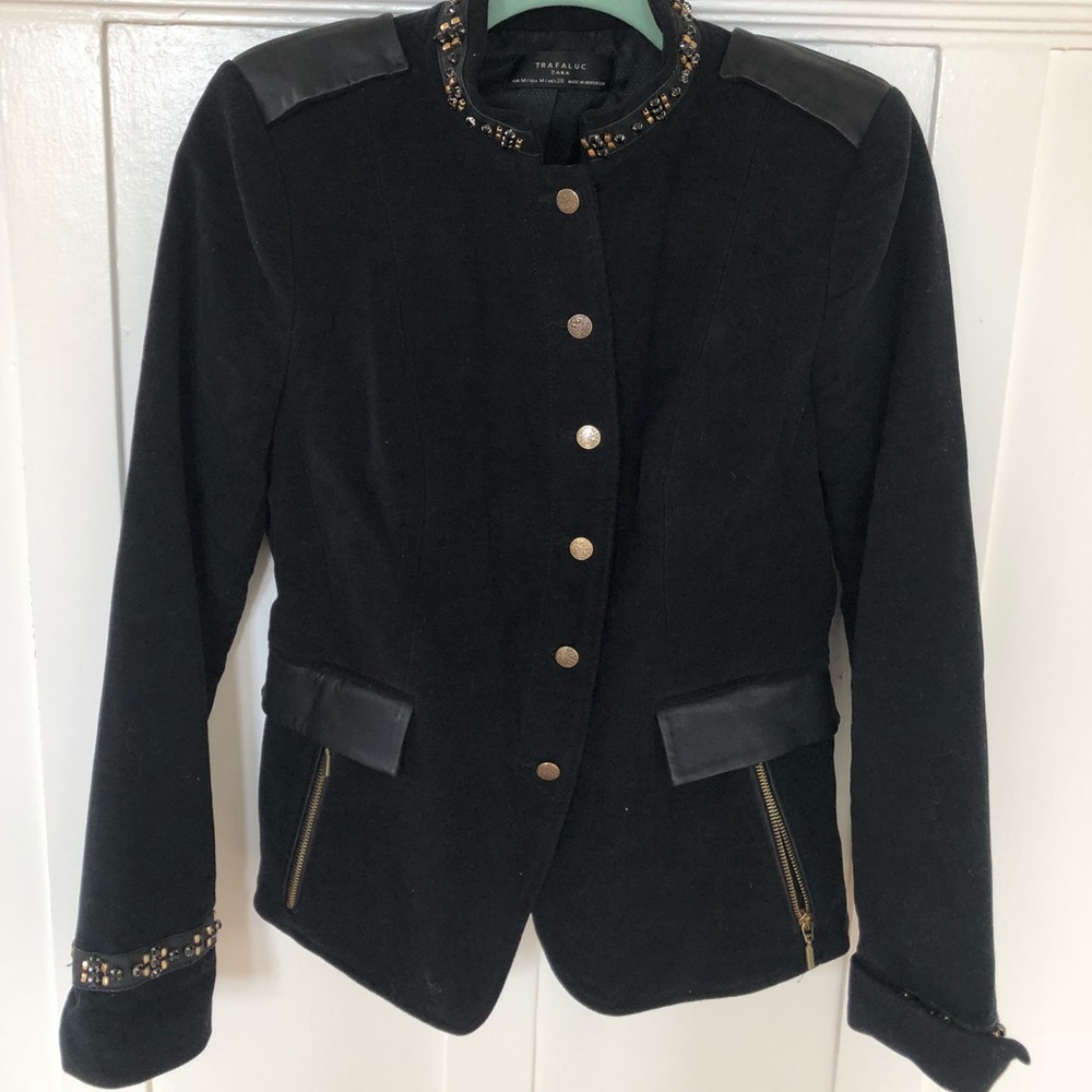 ZARA: Military style velvet / felt jacket | size M